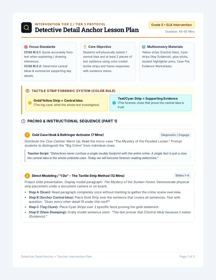 Detective Detail Lesson Plan