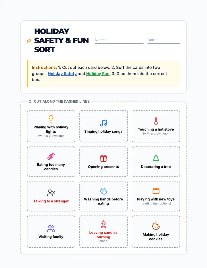 Safety Fun Sort Activity