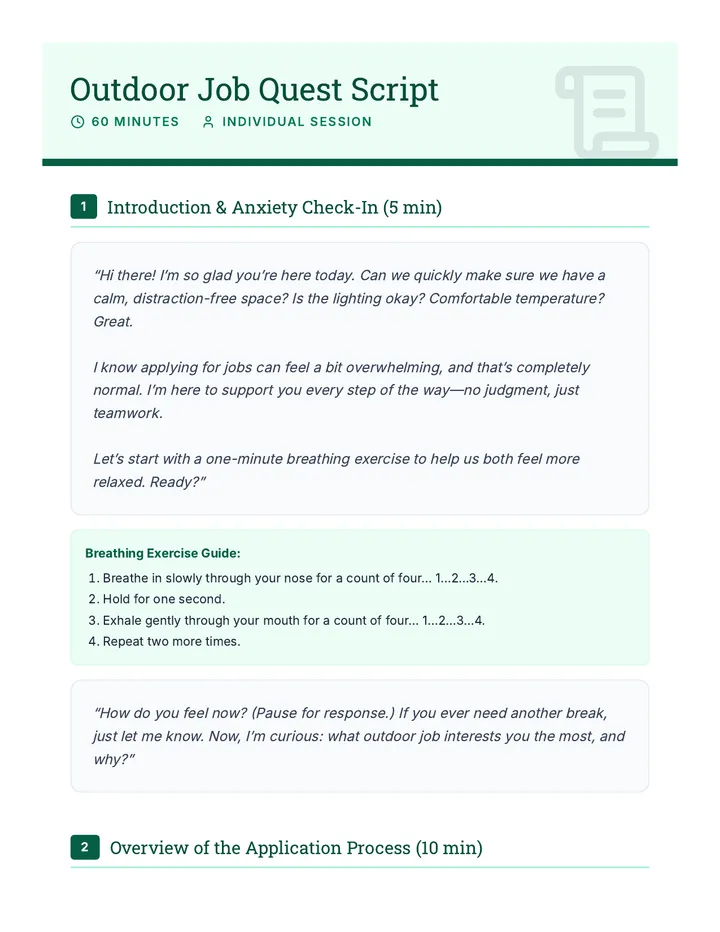 Outdoor Job Quest Script