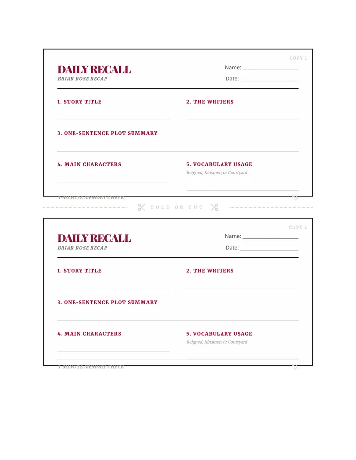 Briar Thorns Session 2 Recall Handout Finalized