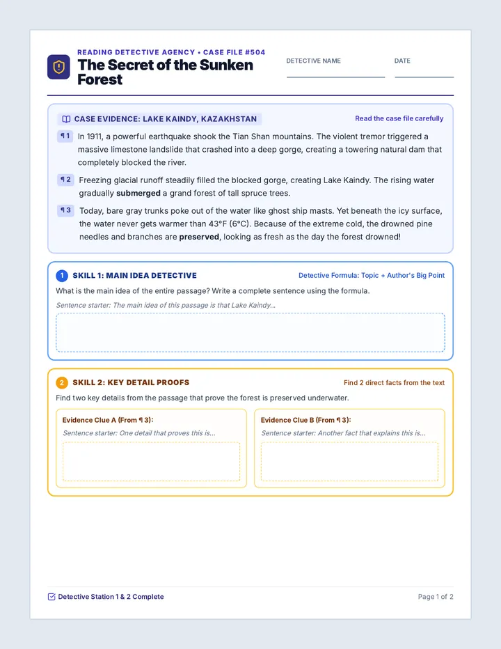 Clue Hunters Worksheet