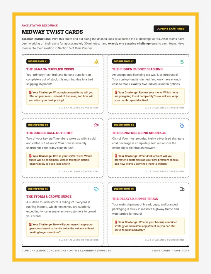 Snack Shack Twist Cards