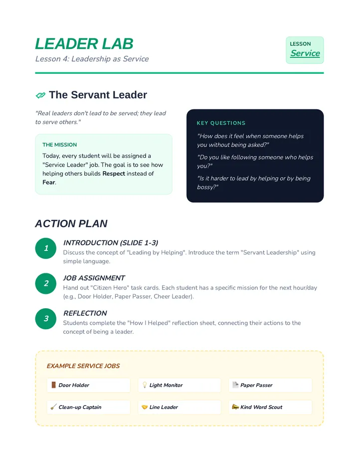 Service Leadership Teacher Guide