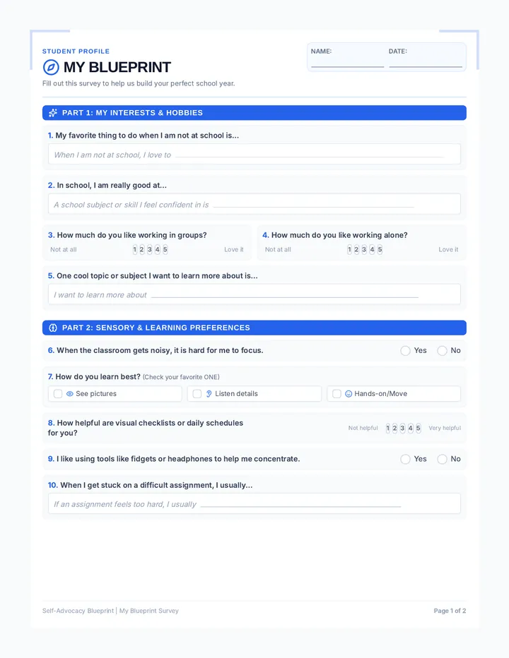 My Blueprint Survey
