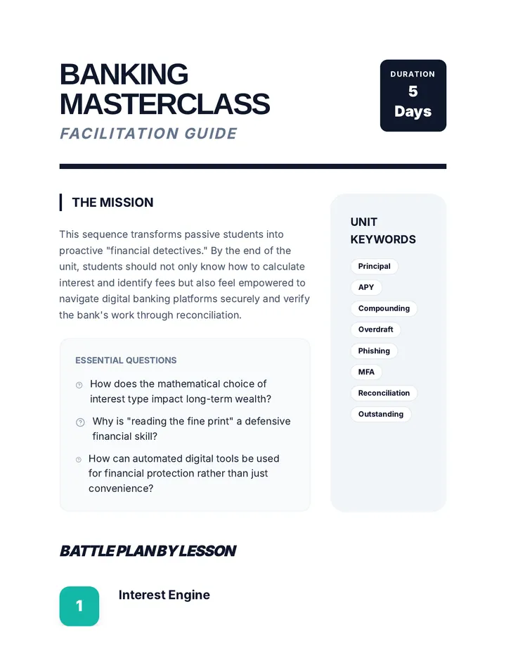 Banking Masterclass Teacher Guide