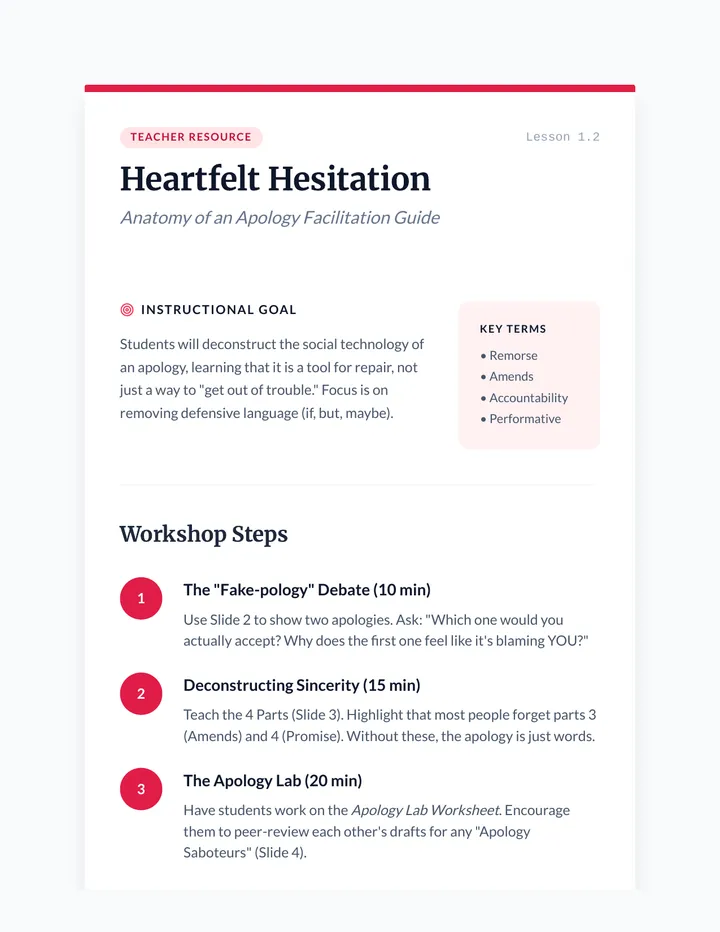 Heartfelt Hesitation Teacher Guide