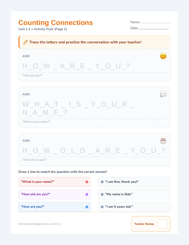 Numbers Greetings Activity Pack
