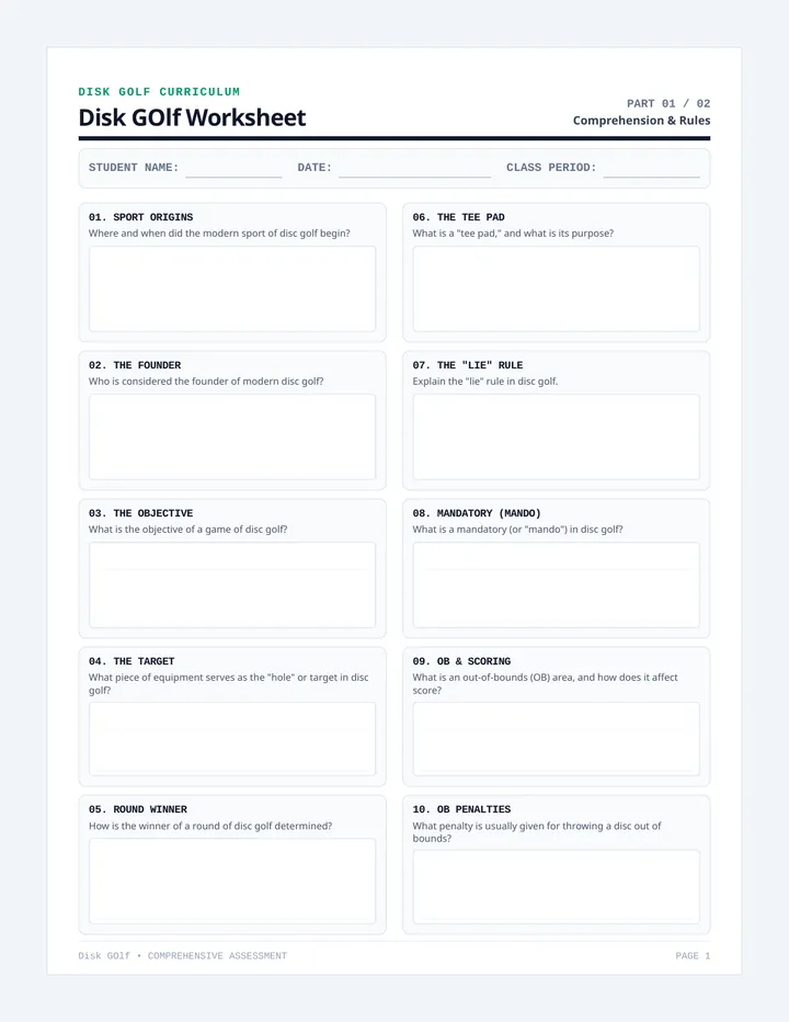 Flight School Student Worksheet