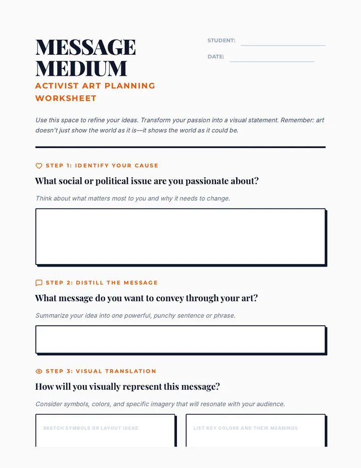 Message Medium Worksheet