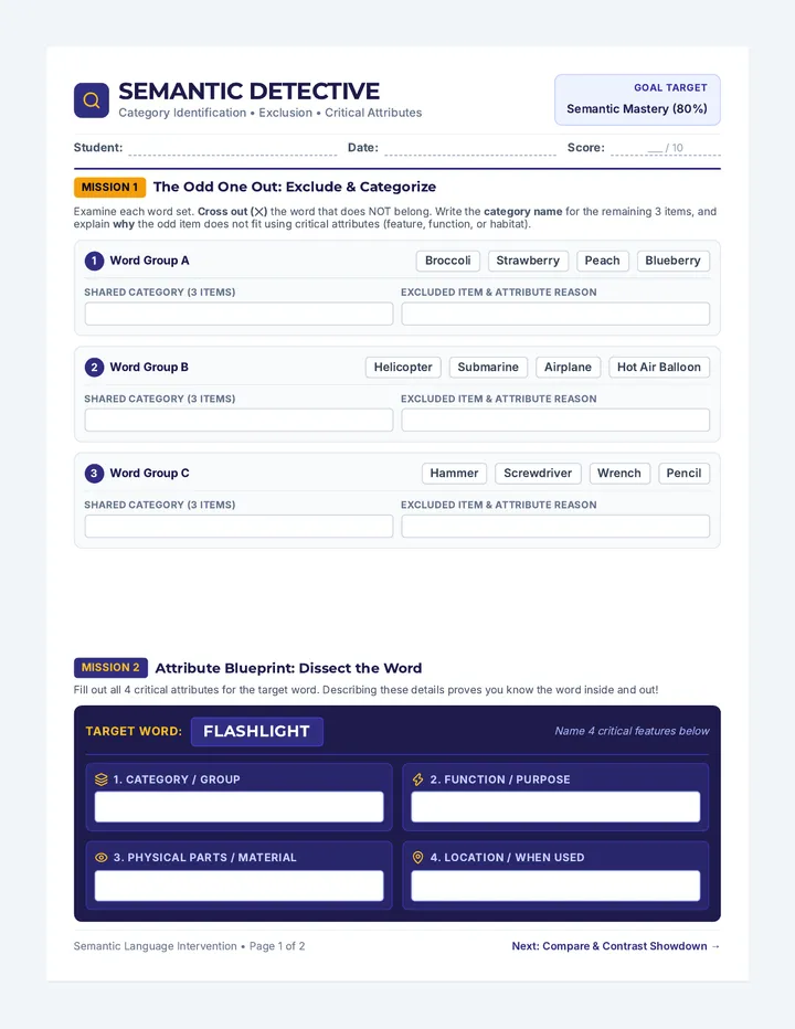 Semantic Detective Worksheet