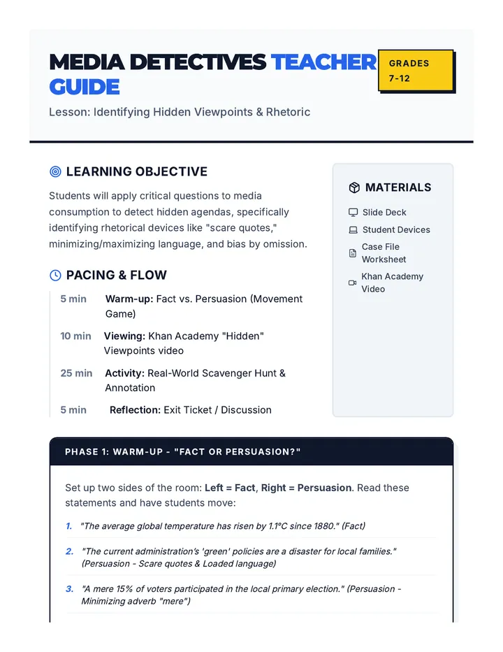 Media Detectives Teacher Guide