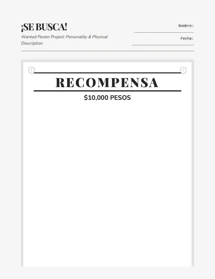 Wanted Poster Worksheet