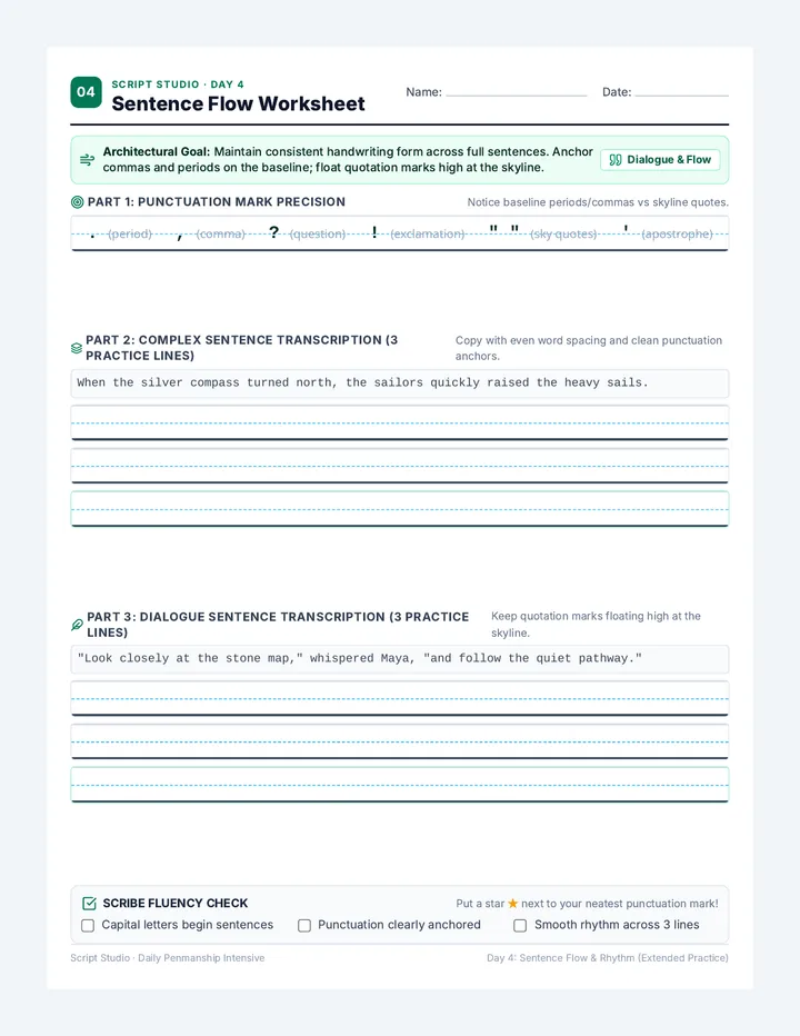 Sentence Flow Worksheet