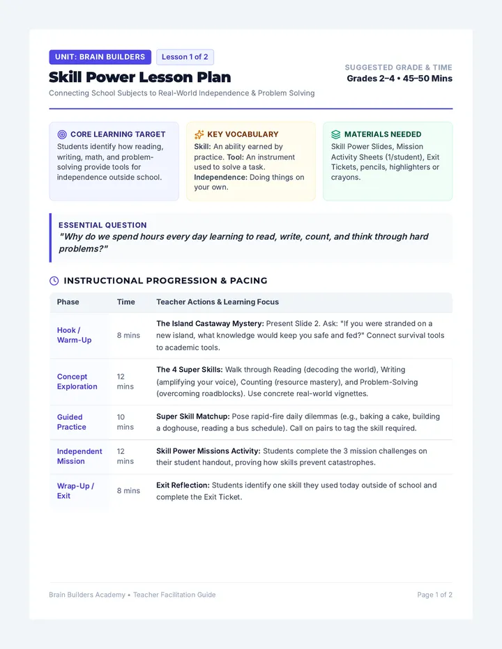 Skill Power Lesson Plan