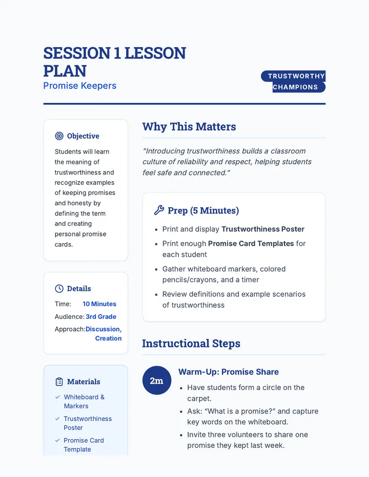 Session 1 Plan Teacher Guide