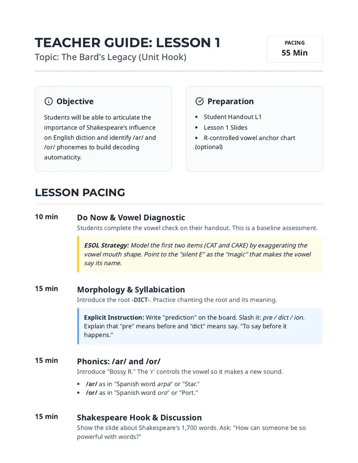 The Bard's Legacy Teacher Guide