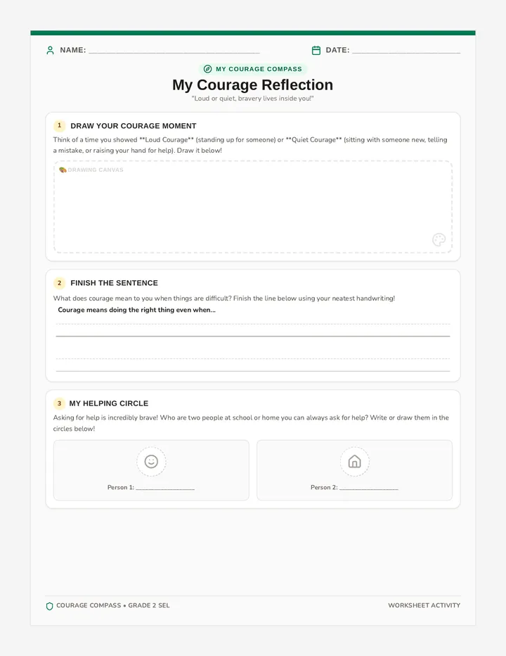 My Courage Reflection Worksheet