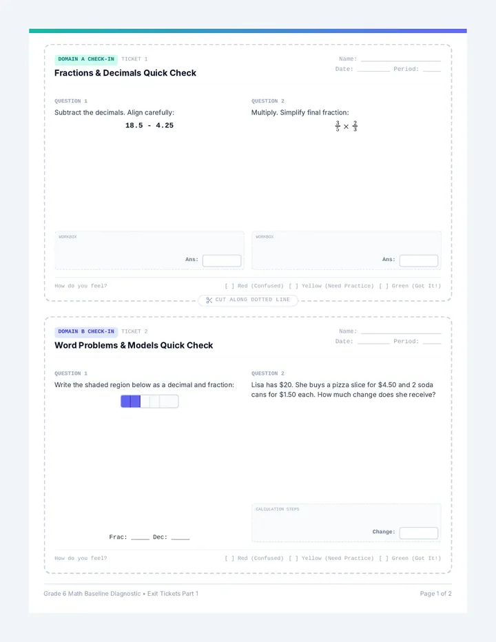 Quick Check Exit Tickets