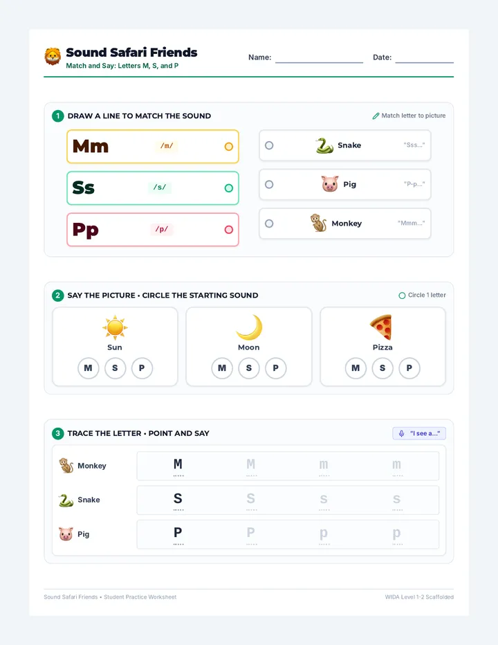 Sound Safari Activity Worksheet