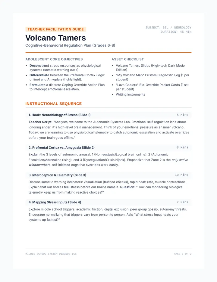 Volcano Tamers Teacher Guide