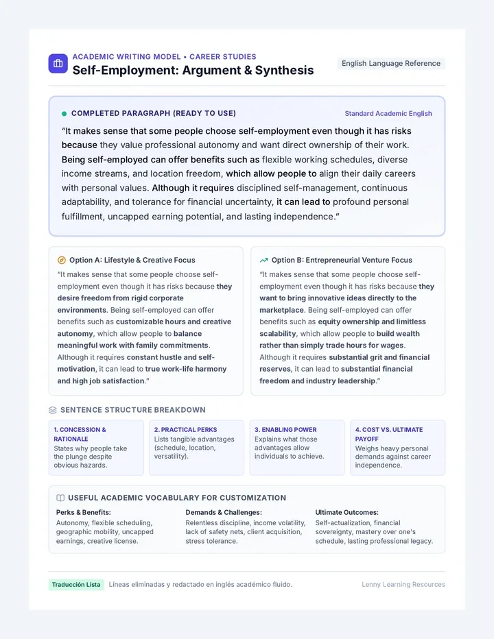 Self Employment Model Sheet