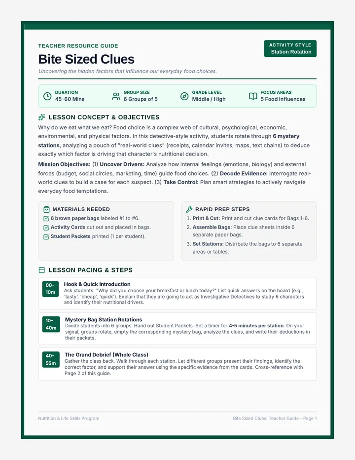 Bite Sized Clues Teacher Guide