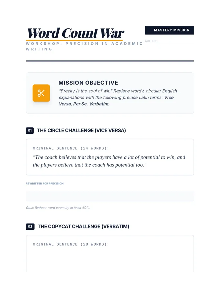 Word Count Wars Worksheet
