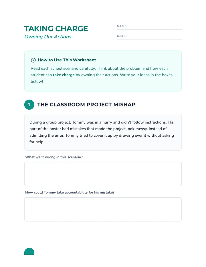 Accountability Scenarios Worksheet