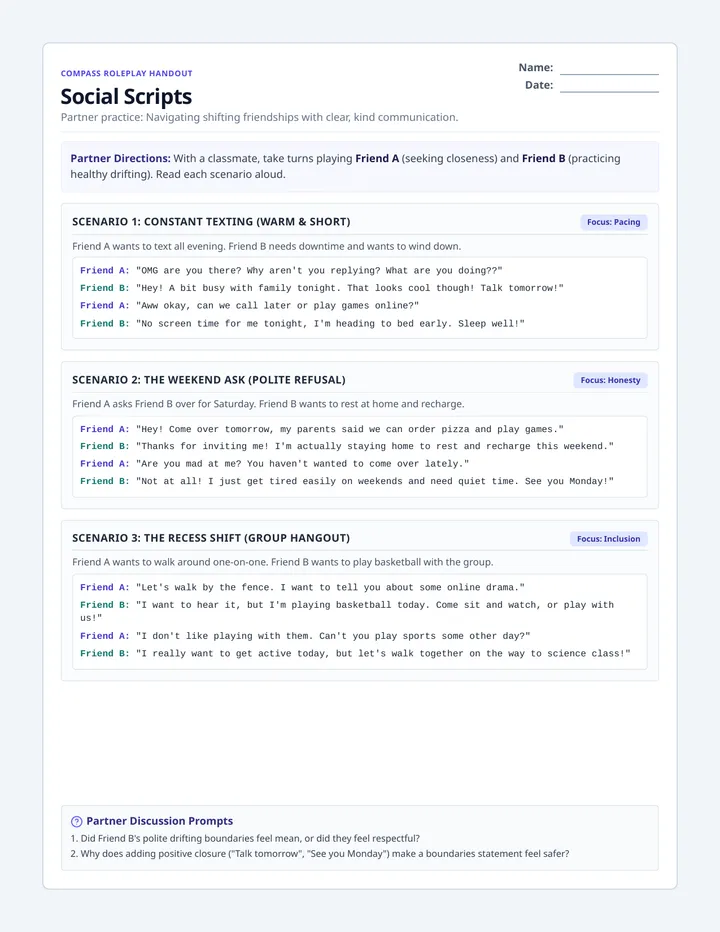 Social Scripts Handout