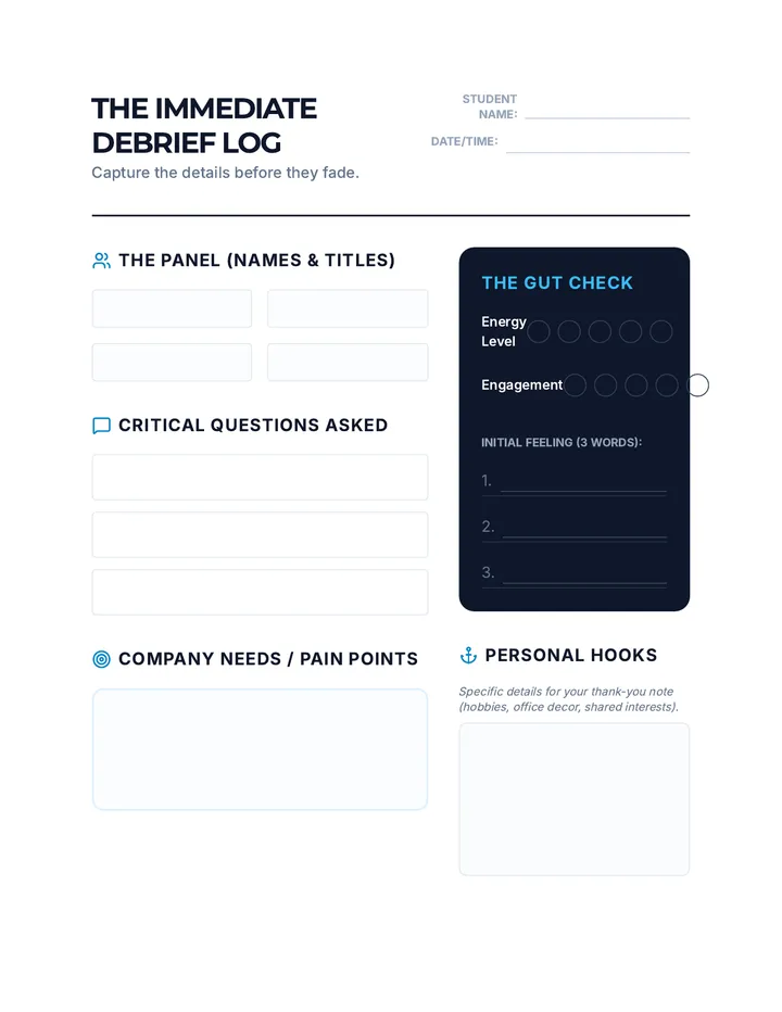 Debrief Log Worksheet