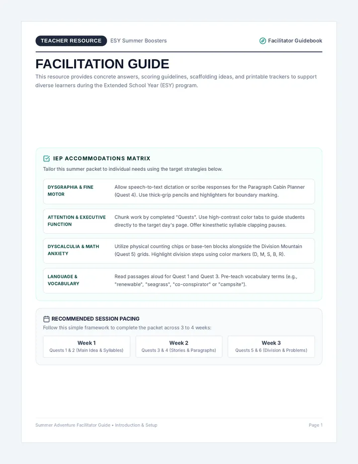 Facilitator Guide and Answer Key page 1