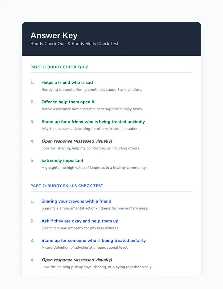 Buddy Assessment Answer Key