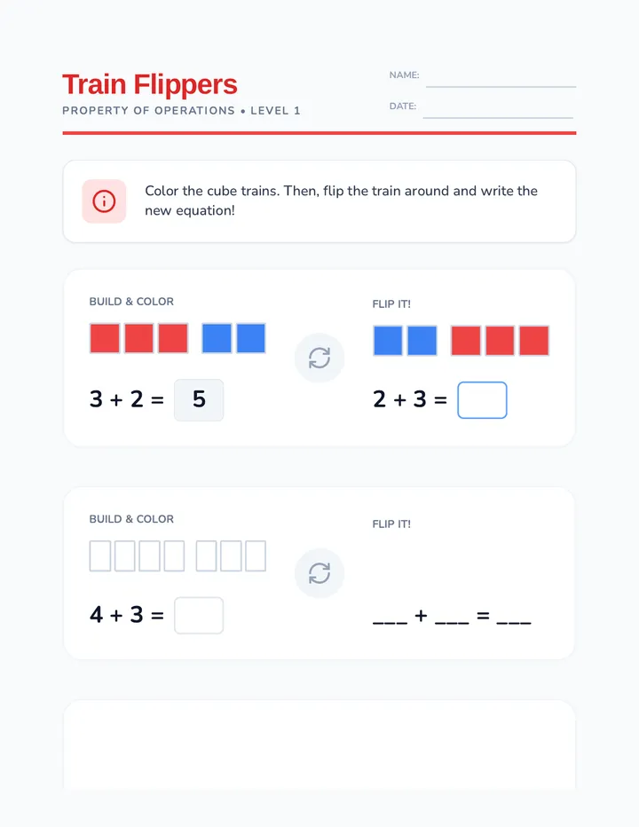 Train Flippers Worksheet