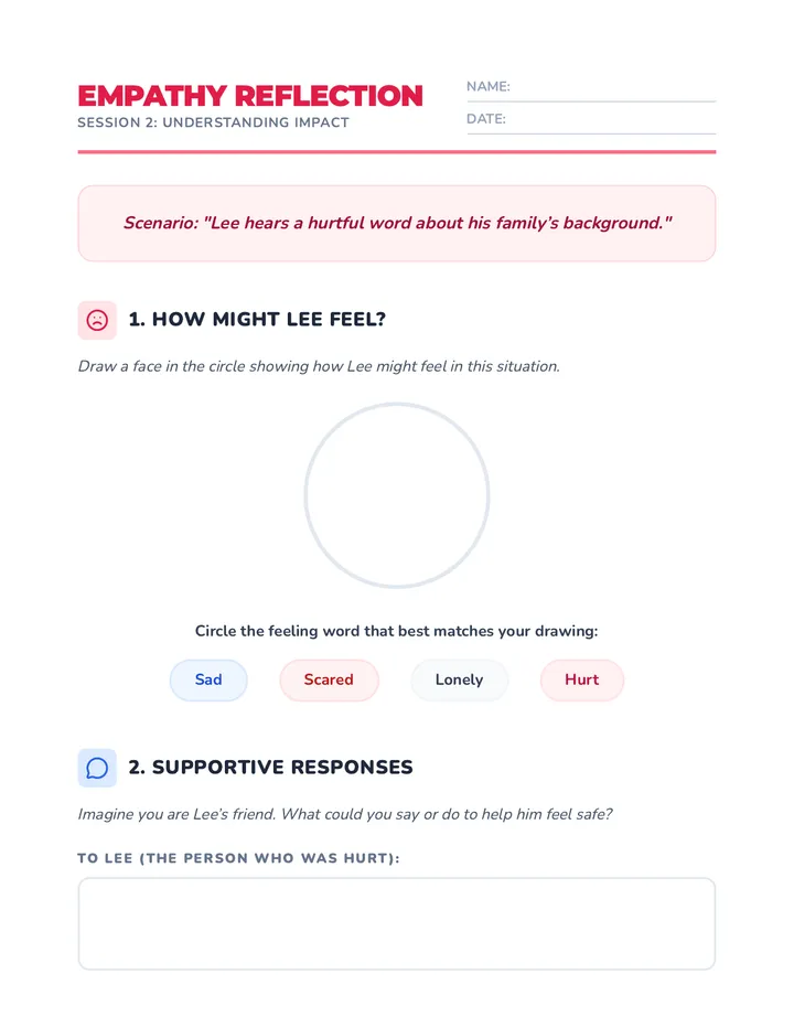 Empathy Reflection Worksheet