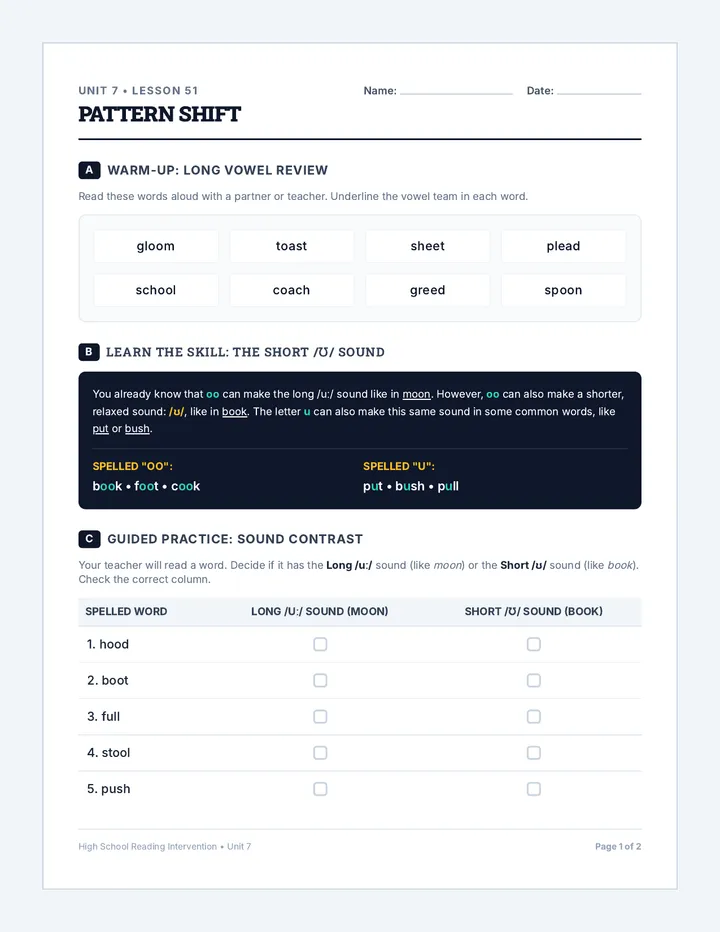 Pattern Shift Student Handout