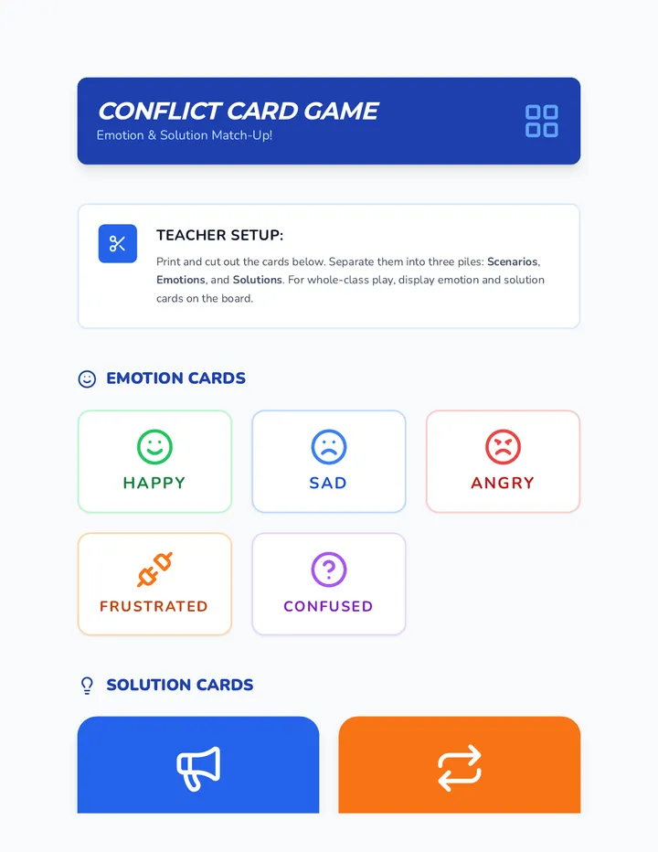 Conflict Card Game Cards