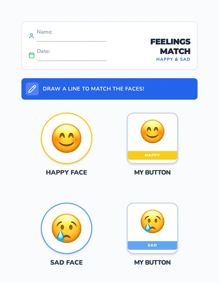Happy Sad Matching Sheet