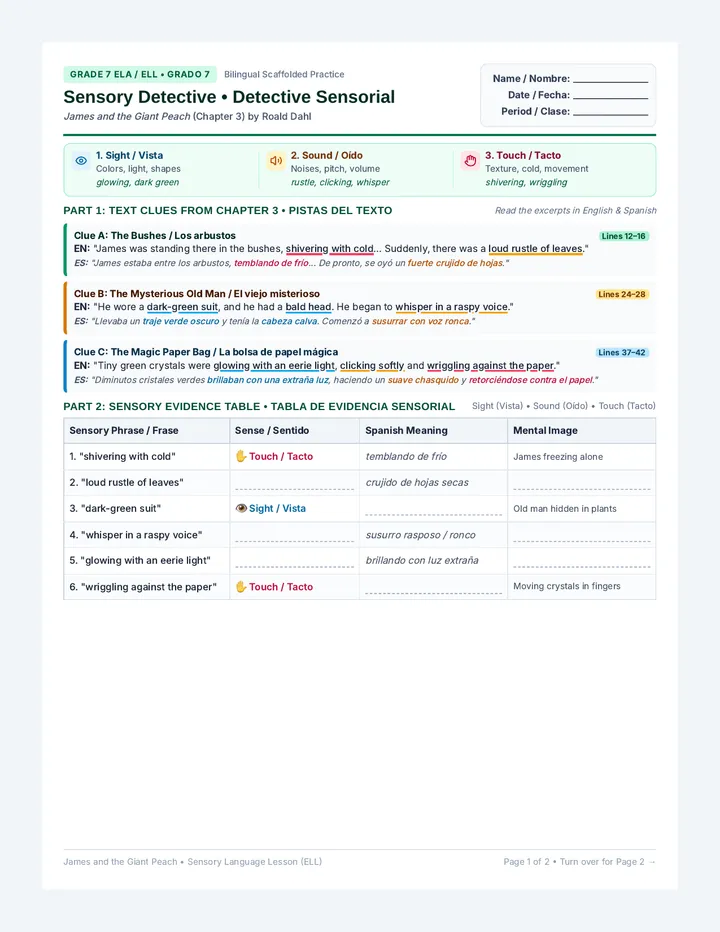 Sensory Detective Worksheet