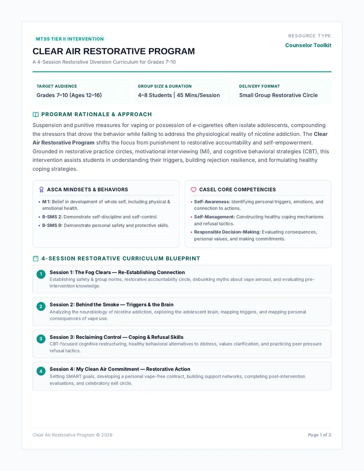 Clear Air Program Overview and Counselor Toolkit