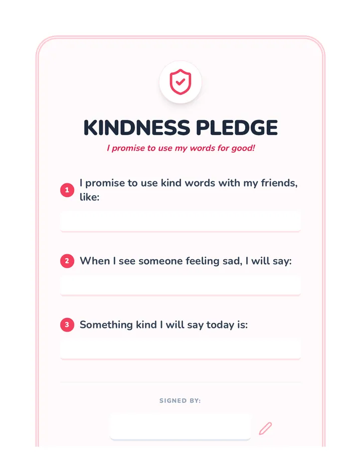 Kindness Pledge Handout