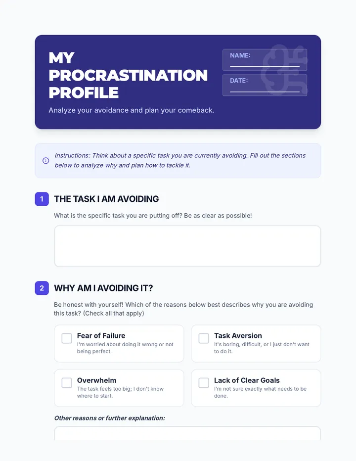 My Procrastination Profile Activity