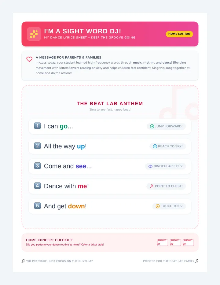 Take-Home Movement Lyrics