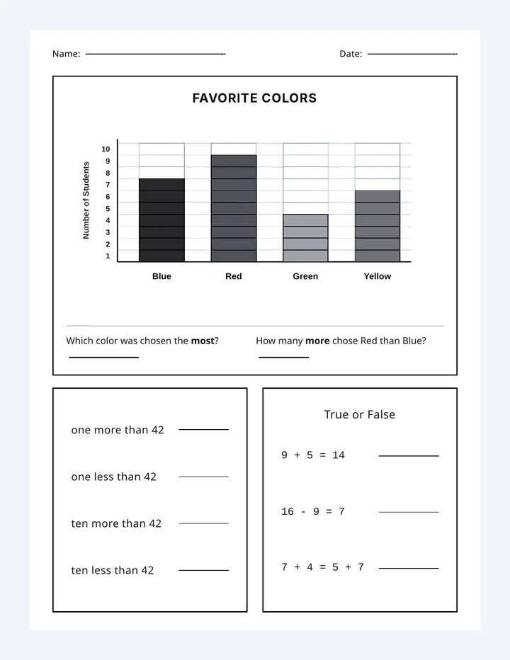 Favorite Colors Math Worksheet