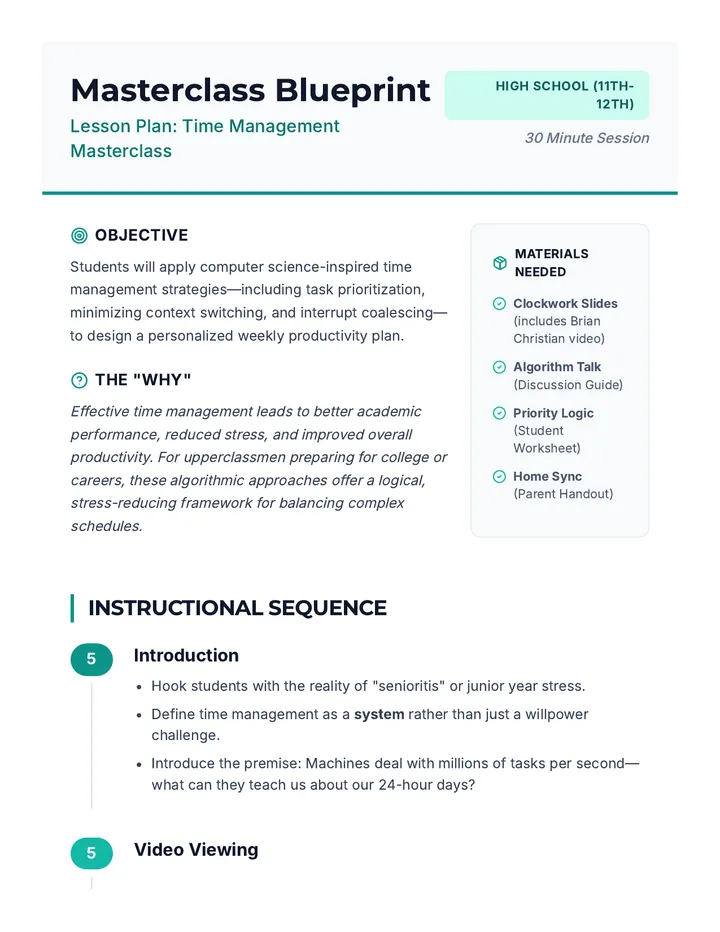 Masterclass Blueprint Lesson Plan