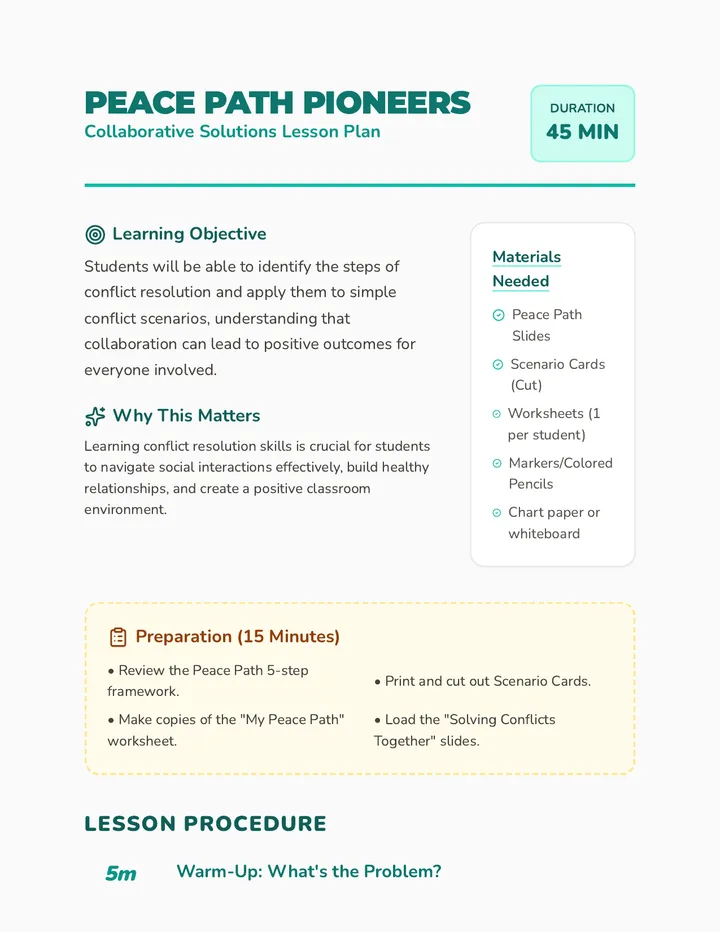 Peace Path Lesson Plan