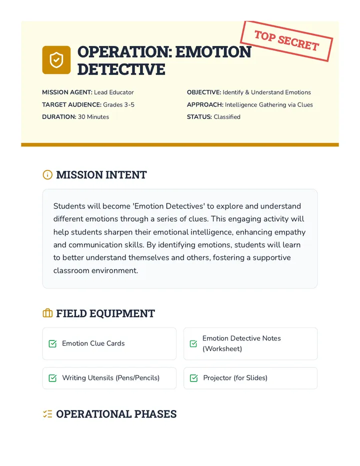 Emotion Detectives Lesson Plan
