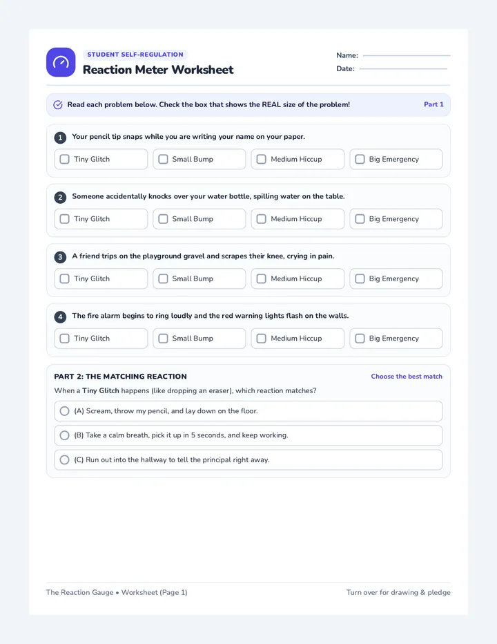 Reaction Meter Worksheet