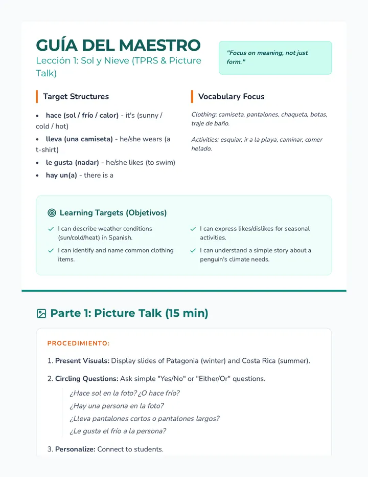 Guia Maestro Leccion 1 Teacher Guide Revision 1