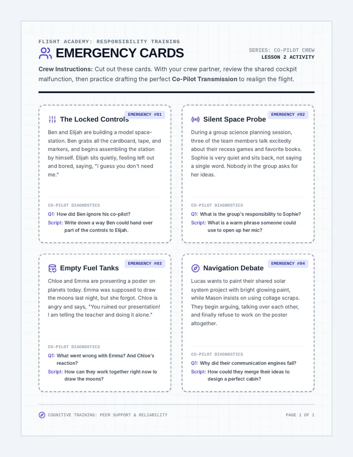 Co Pilot Crew Scenario Cards