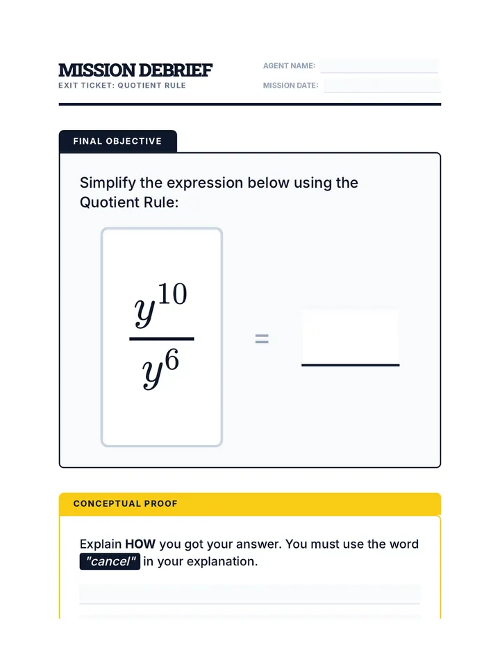 Mission Debrief Exit Ticket Assessment